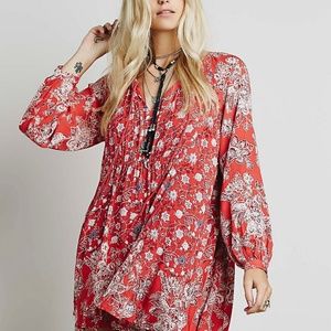 Red Floral Free People Mini Dress